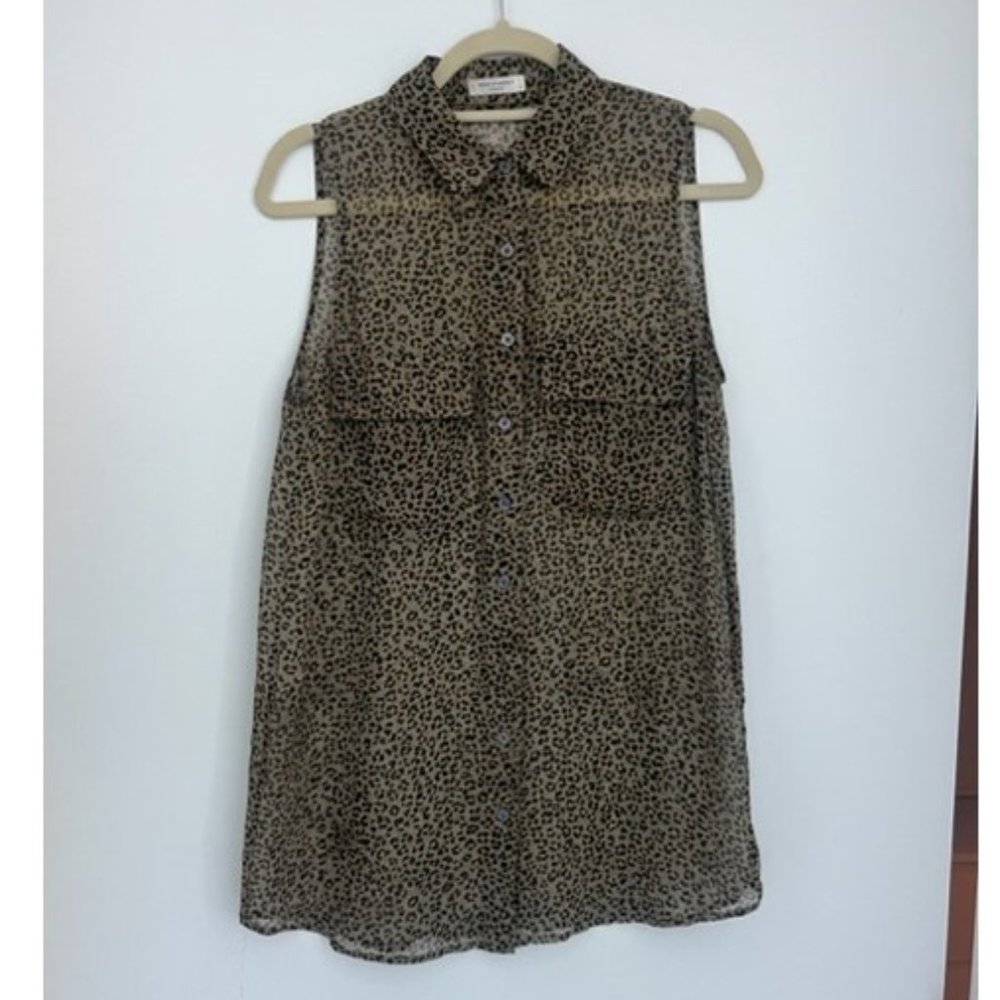 Equipment Top | Equipment Sheer Leopard Sleeveless Silk Chiffon Blouse